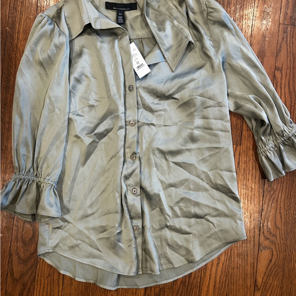 White House Black Market Sage Green Blouse